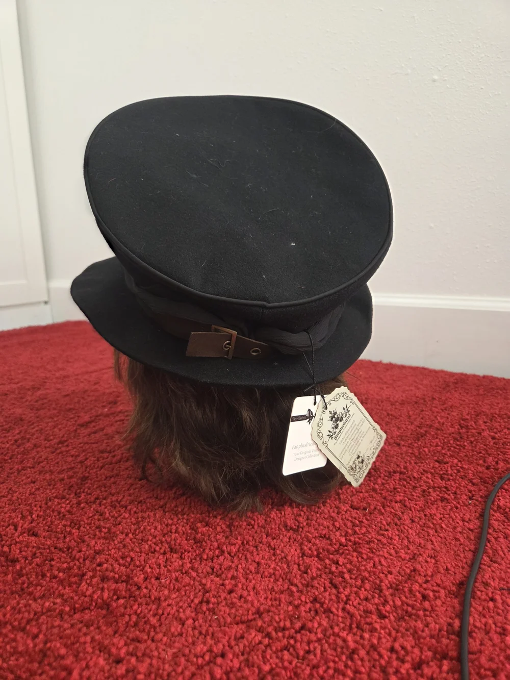 Steampunk Black Wool Hat with Goggles
